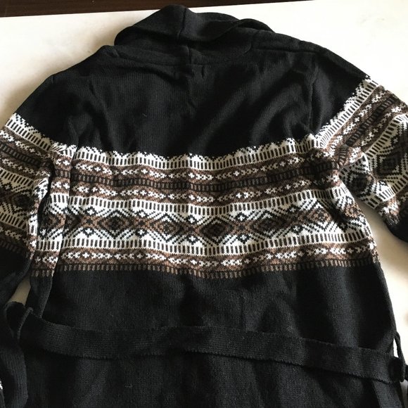 New! Mark knit long open cardigan black brown belt - Picture 4 of 12